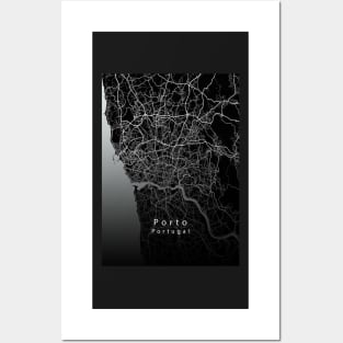 Porto Portugal City Map dark Posters and Art